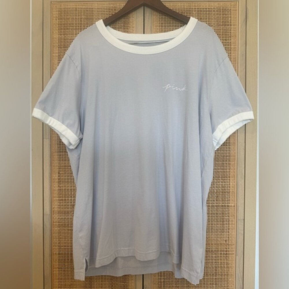 PINK Oversized Tee, Victoria's Secret Tee, Light Blue, XXL - Free Jewelry Gift!